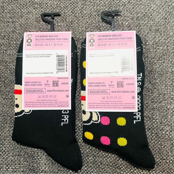Paul Frank Monkey Socks - 2 pair, Women's U.S. Size 6-9.5. New - Picture 2 of 3